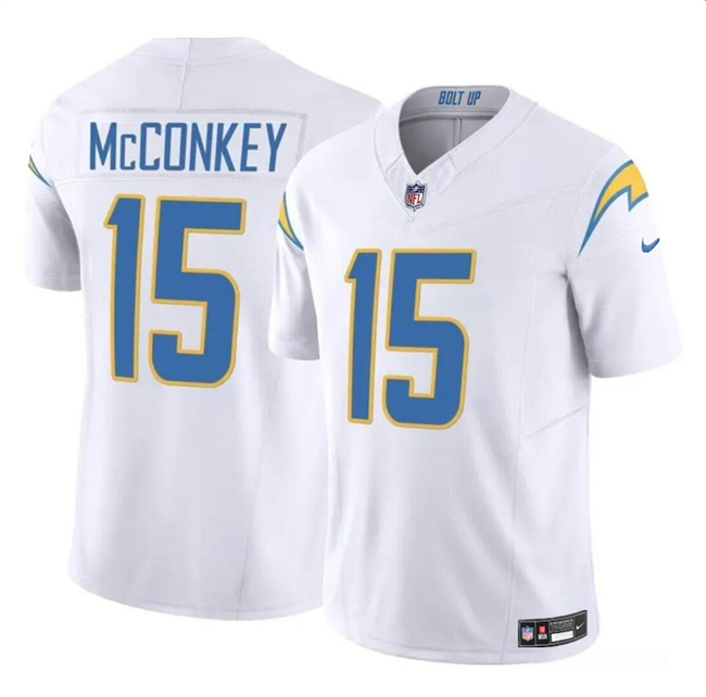 Youth Los Angeles Chargers #15 Ladd McConkey White 2024 Draft F.U.S.E Vapor Limited Football Stitched Jersey